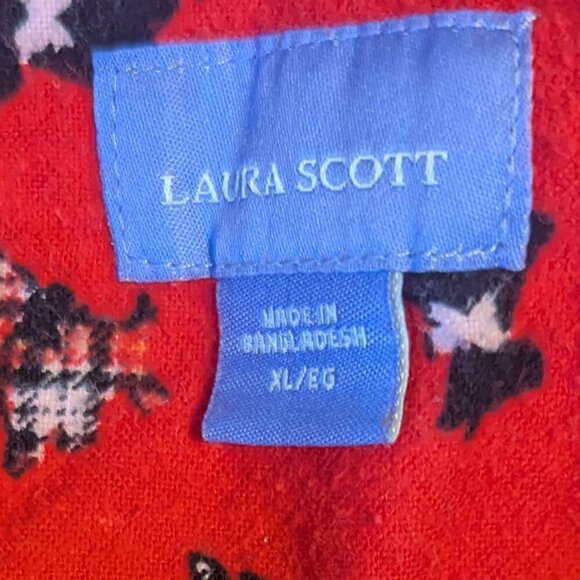 Vintage Laura Scott Smocked Flannel Scotty Dog Nightgown XL PJ's Cozy - Picture 7 of 9